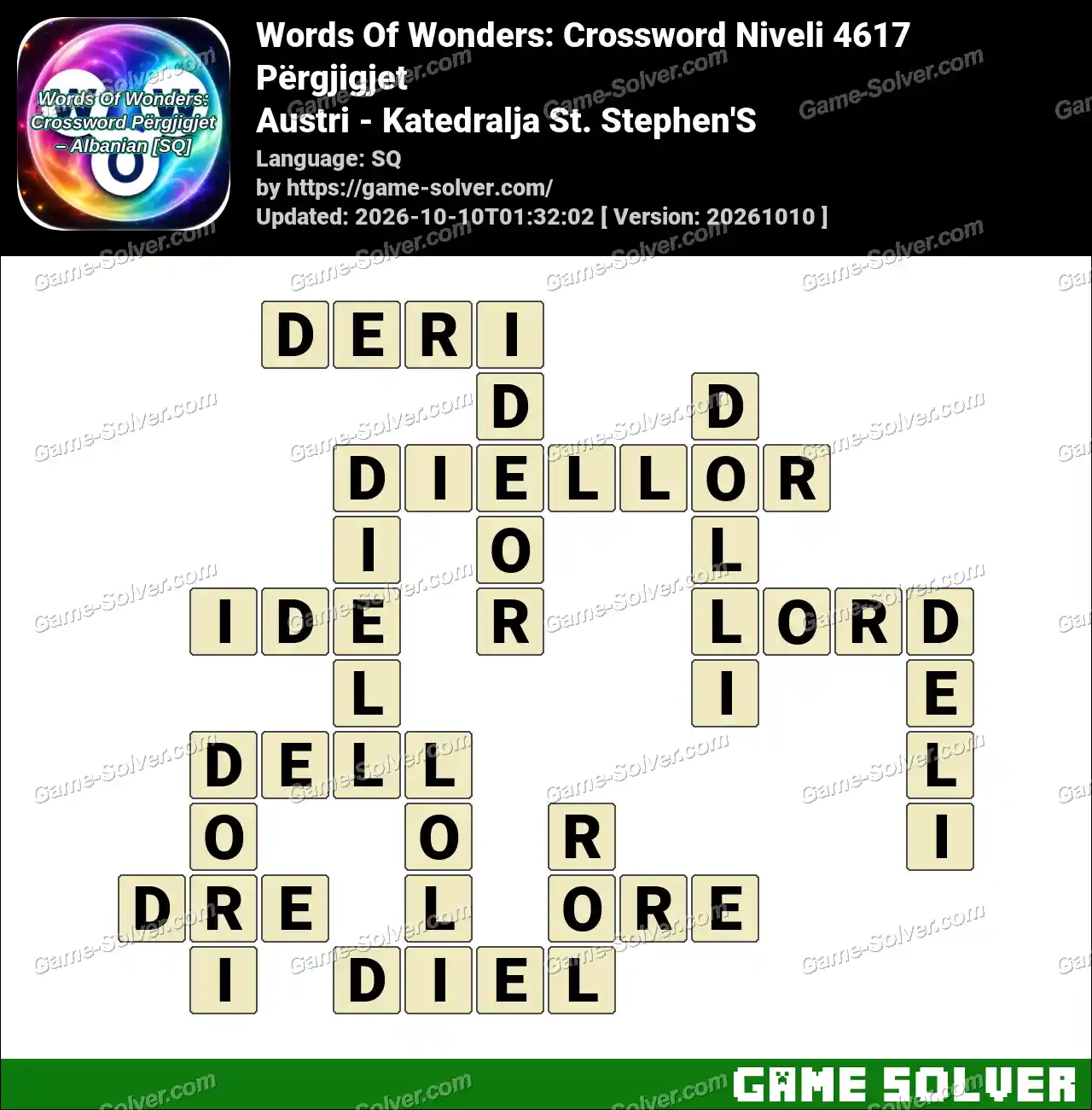 Words Of Wonders: Crossword Niveli 4617 Përgjigjet – Austri – Katedralja St. Stephen’S